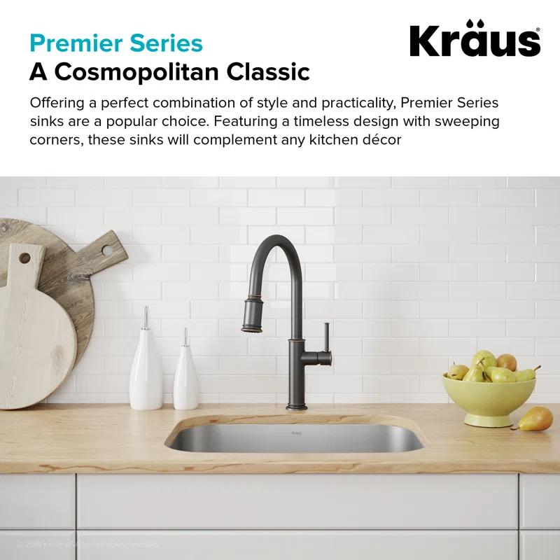 KRAUS Premier Undermount Single Bowl 18-Gauge Stainless Steel Kitchen Sink