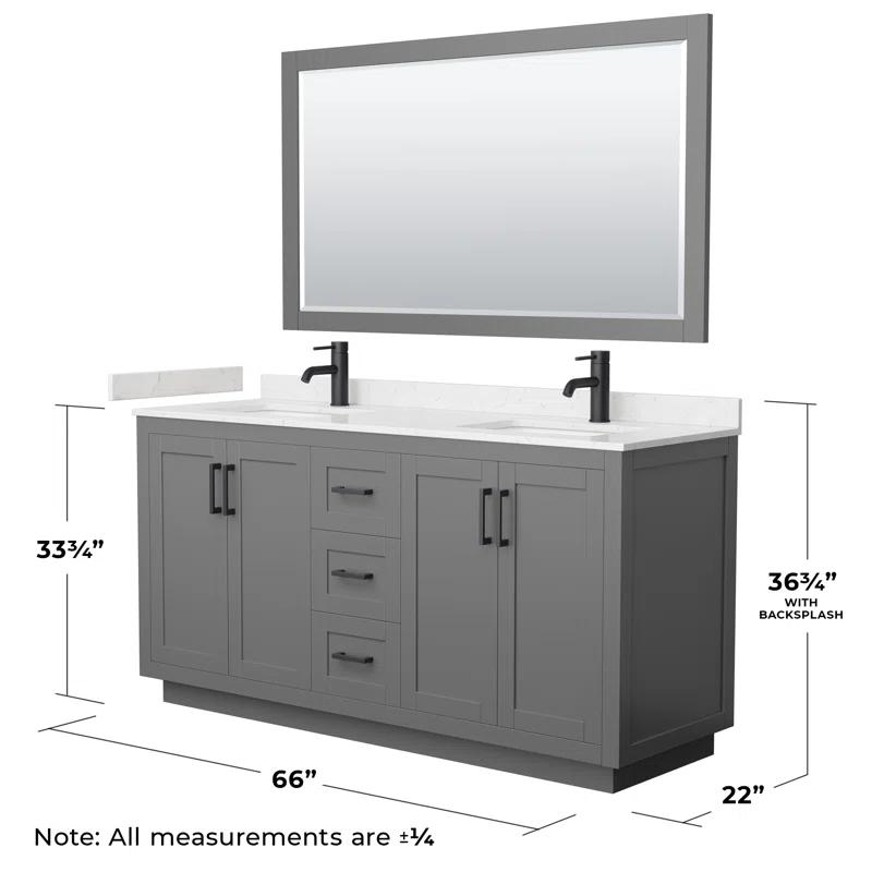 Wyndham Collection Miranda 66" Freestanding Double Bathroom Vanity with Cultured Marble Top with 58" Mirror
