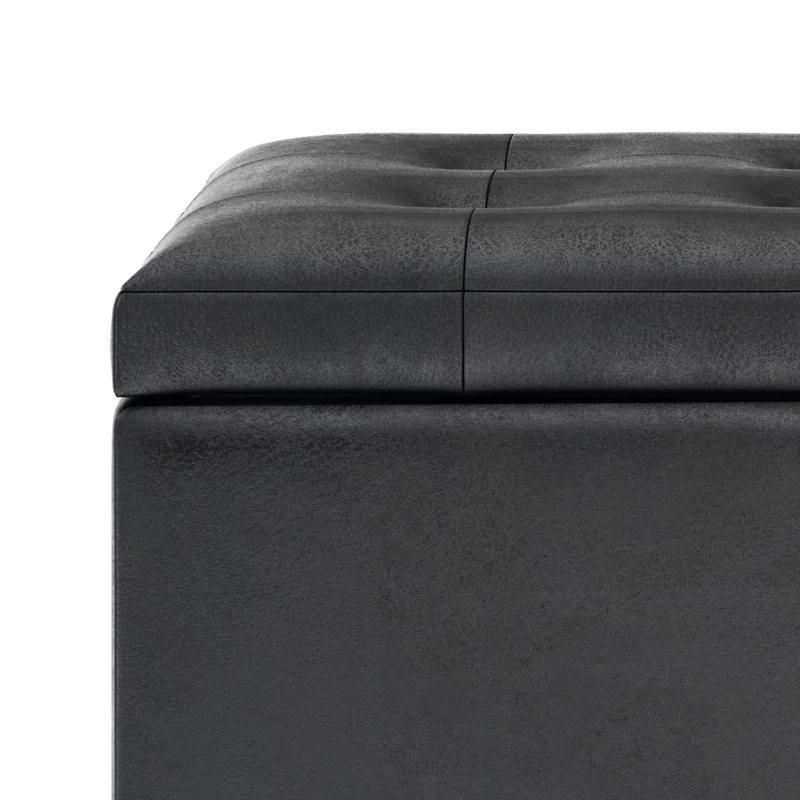 Simpli Home Cosmopolitan Faux Leather Ottoman