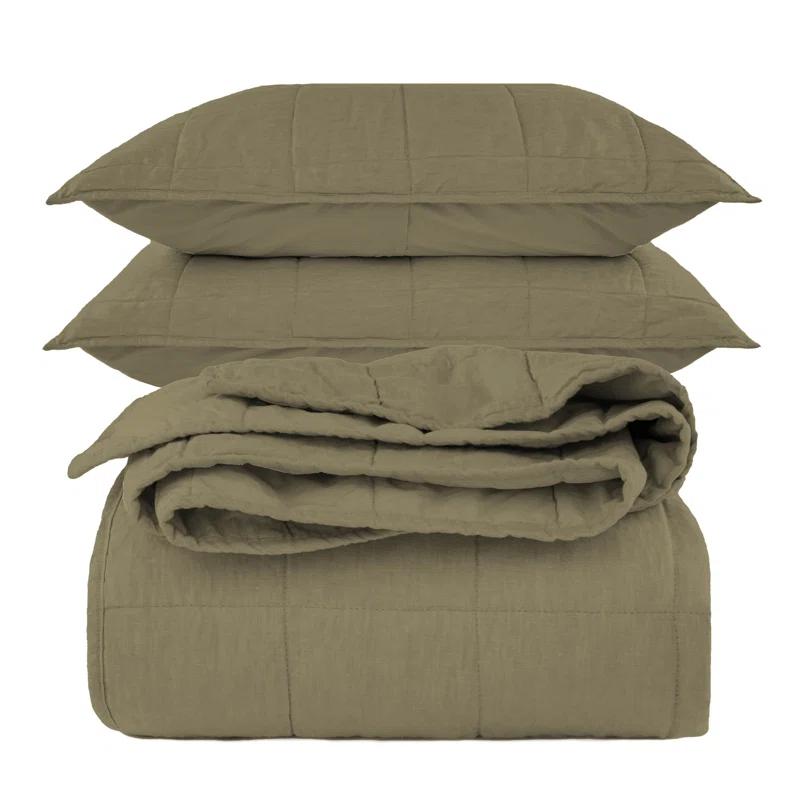 French Linen Box Stitch Quilt & Sham Set