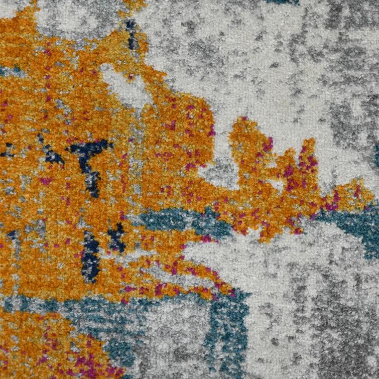 AMER Rugs Chelsea Abstract Transitional Durable Performance Orange/Blue Area Rug