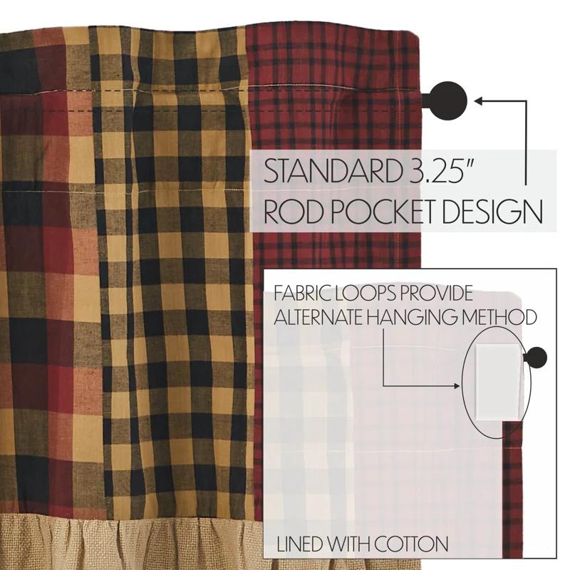 VHC Brands Connell Patchwork Cotton Ruffled 72'' W Window Valance