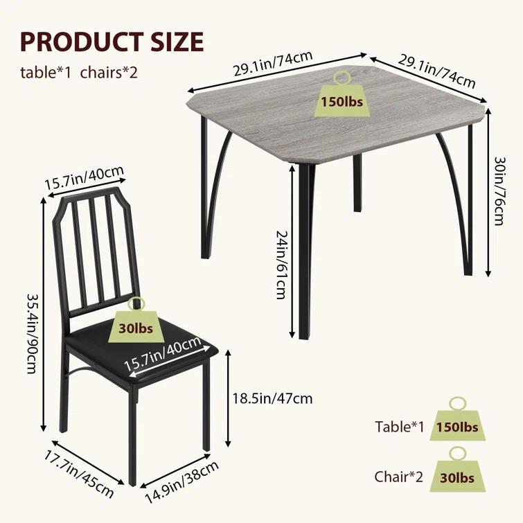 Homhougo 2 - Person Four Leg Dining Set