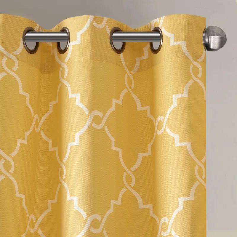 Madison Park Fretwork Print Grommet Top Single Window Curtain Panel