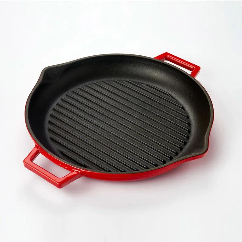 LAVA CAST IRON Lava Enameled Cast Iron Grill Pan 12 inch-Round
