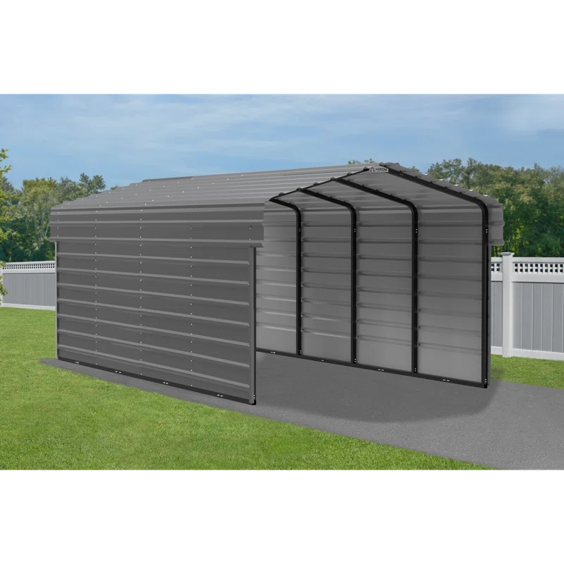 Arrow 10 ft Eggshell Carport with 2-sided Enclosure