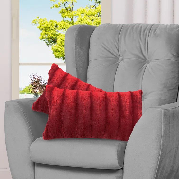 Cheer Collection Faux Fur Throw Pillow (Set of 2)