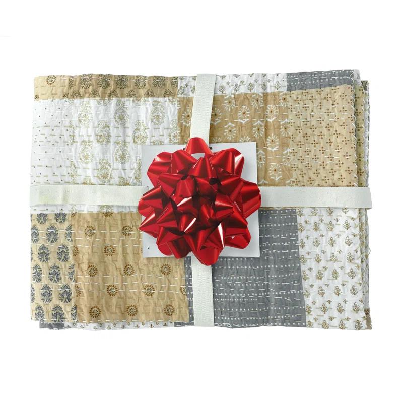 Rajani Home Advika Handmade Kantha Cotton Throw Blanket