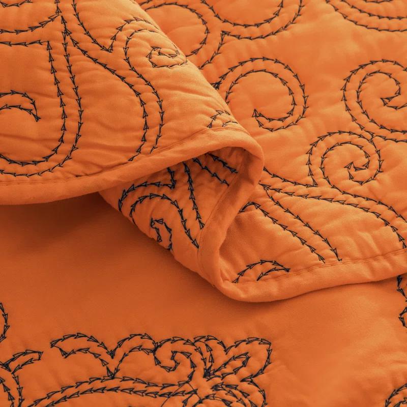 Home Soft Things Damask Embroidery Oversized 4 Piece Quilt Set