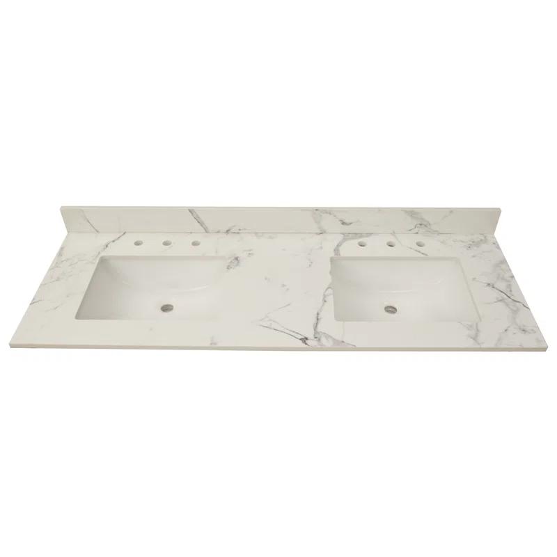 61 in. x 22 in. D Bathroom Vanity Top with Double Sinks