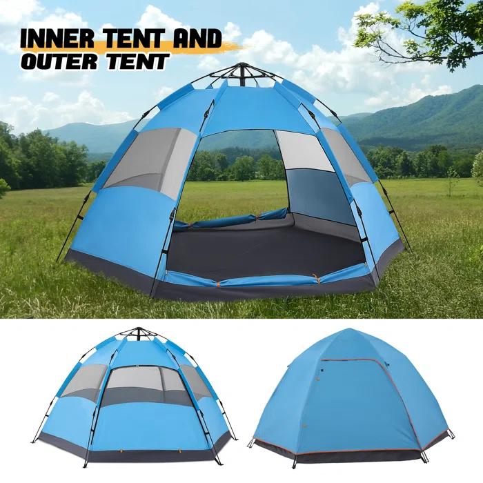 MoNiBloom Camping Tent 4 Person Dome Tent, Family Tent Backpacking Portable Tent for Beach Backpacking Hiking