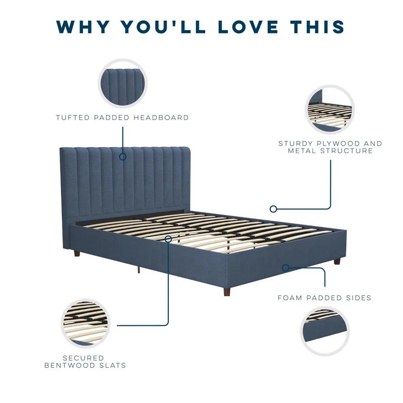 Novogratz Brittany Tufted Upholstered Platform Bed