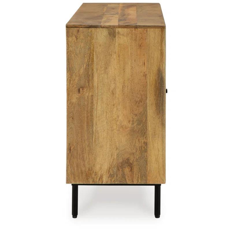 Cadewick Natural Mango Wood and Black Metal Accent Cabinet