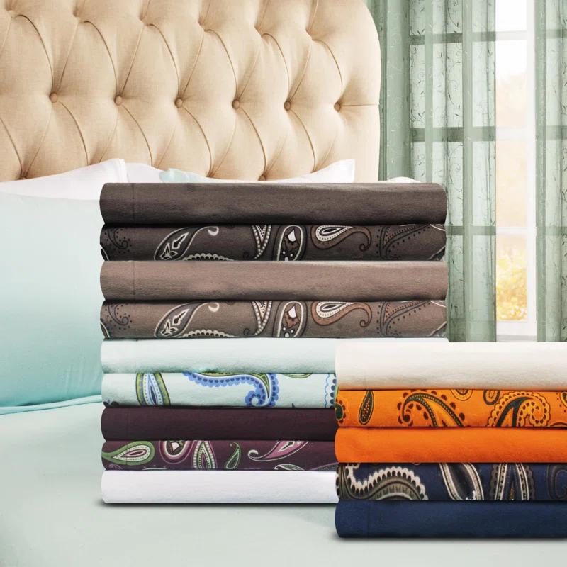 Superior Vintage Floral Paisley Flannel Cotton Bed Sheet Set