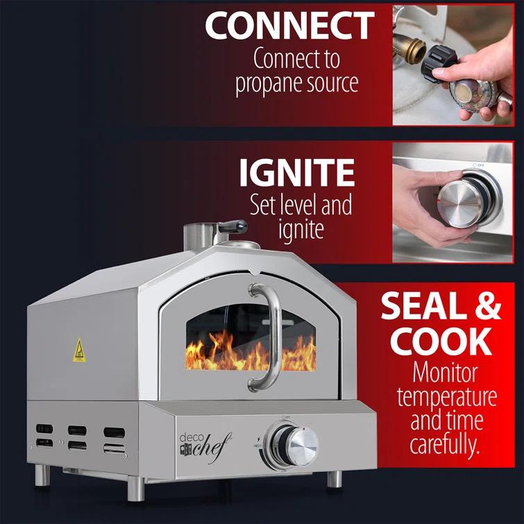 Deco Chef Deco Chef 2-in-1 Propane Gas Pizza Oven & Grill, Portable, With Pizza Stone, Peel, Rack