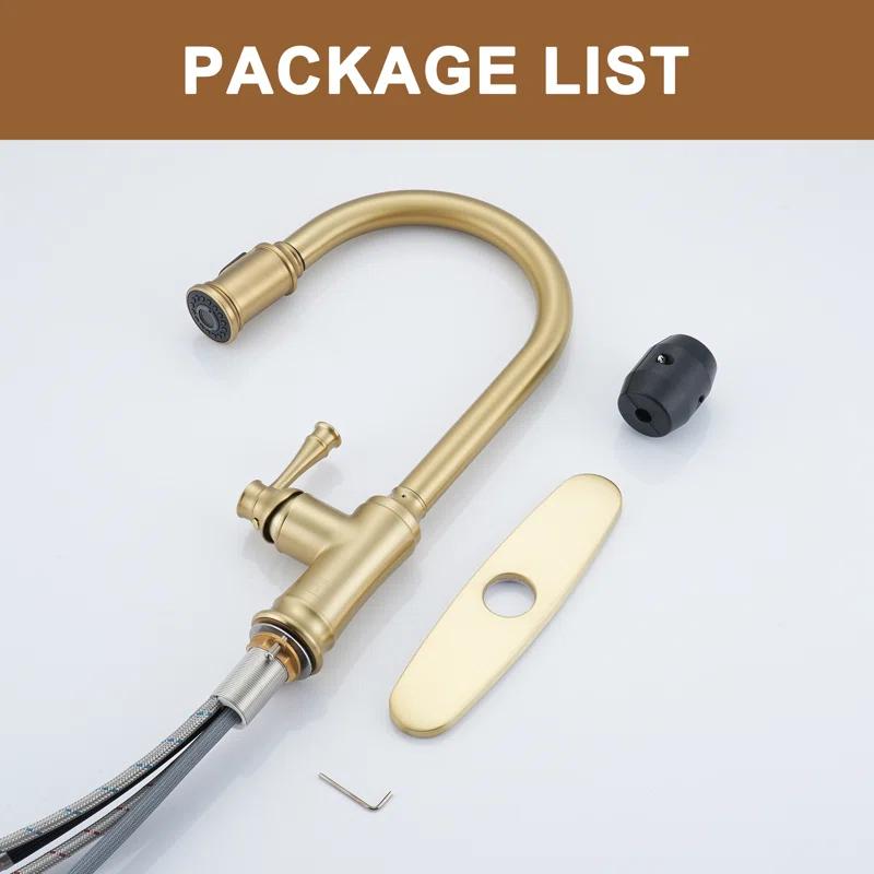 CASAINC 1.8 GPM Single-Handle Pull-Down Kitchen Faucet Single Hole Faucet