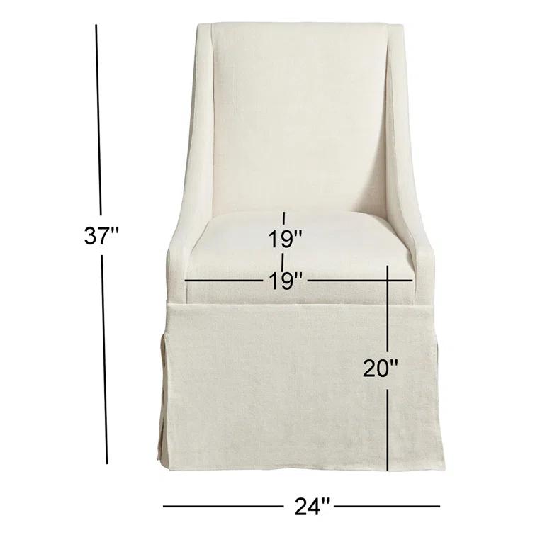 Linen Beige Upholstered Parsons Arm Chair with Flint Wood Legs