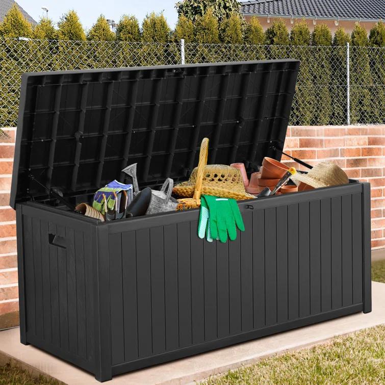 Hokku Designs Waterproof 120 Gallon Large Outdoor Indoor Patio Storage Deck Box , Outside Storage Bin for Cushion Pillows, Towels, Garden Tools