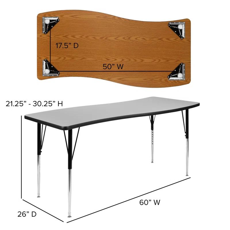 Flash Furniture Goddard 28"W x 47.5"L Rectangular Wave Collaborative Grey Adjustable Height Activity Table