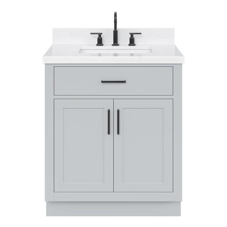 Wildon Home® Tidworth 30'' Solid Wood Single Bathroom Vanity with 1.5'' Carrara Quartz Top