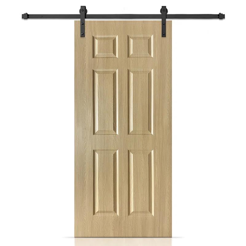 Calhome Hollow Core Oak Finished PVC Composite Interior Sliding Barn Door with Hardware Kit