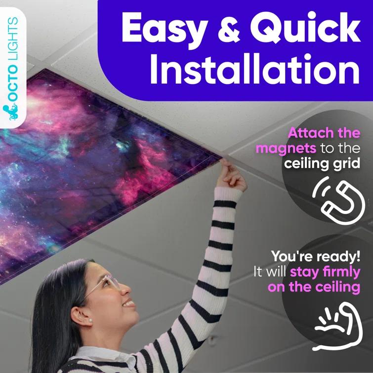 Octo Lights Fluorescent Light Covers For Ceiling Lights - Magnetic Classroom Light Filters - Astronomy