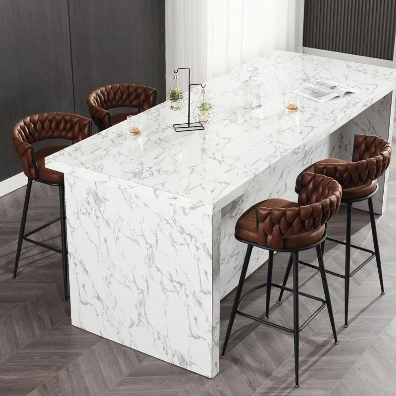 Corrigan Studio® Kymberlynn Swivel Upholstered Low Back Bar & Counter Stool With Metal Frame (Set of 2)