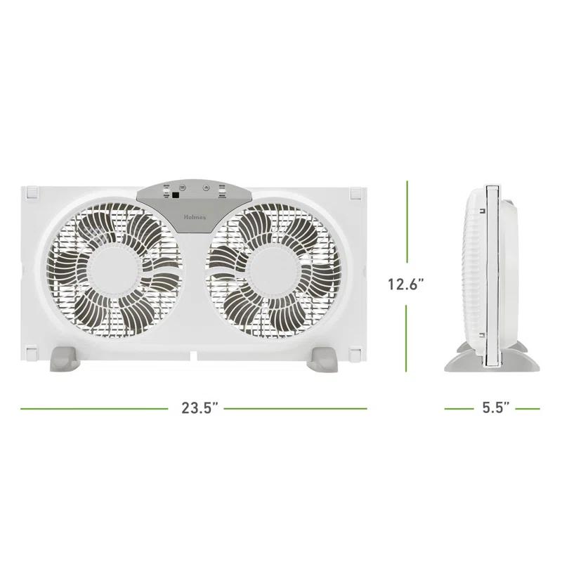 Holmes 9" Twin-Blade Digital Window Fan, Reversible Airflow, 3 Speeds, Remote Control