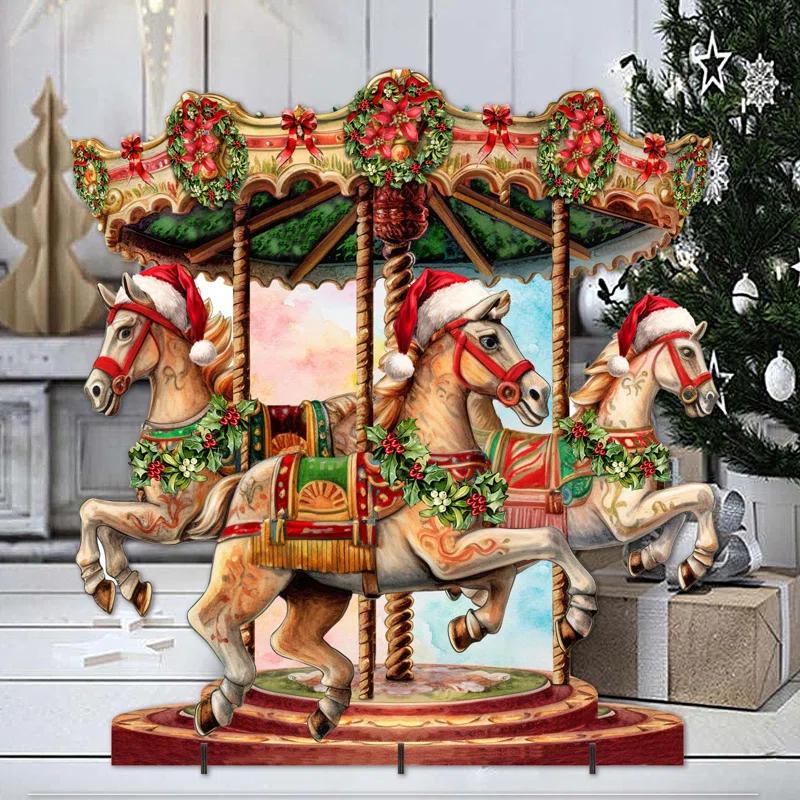 Designocracy Christmas Carousel Figurine
