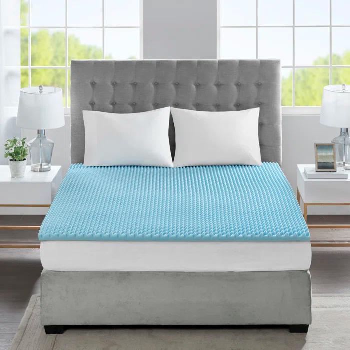 Madison Park 1.5" Gel Memory Foam All Season Reversible Cooling Mattress Topper