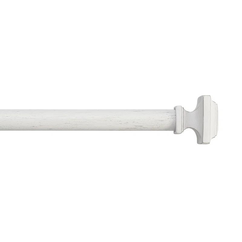 Mode Farmhouse Collection 1 1/8 in Diameter Curtain Rod Set with Cottage Square Finials and Steel Wall Mounted Adjustable Rod