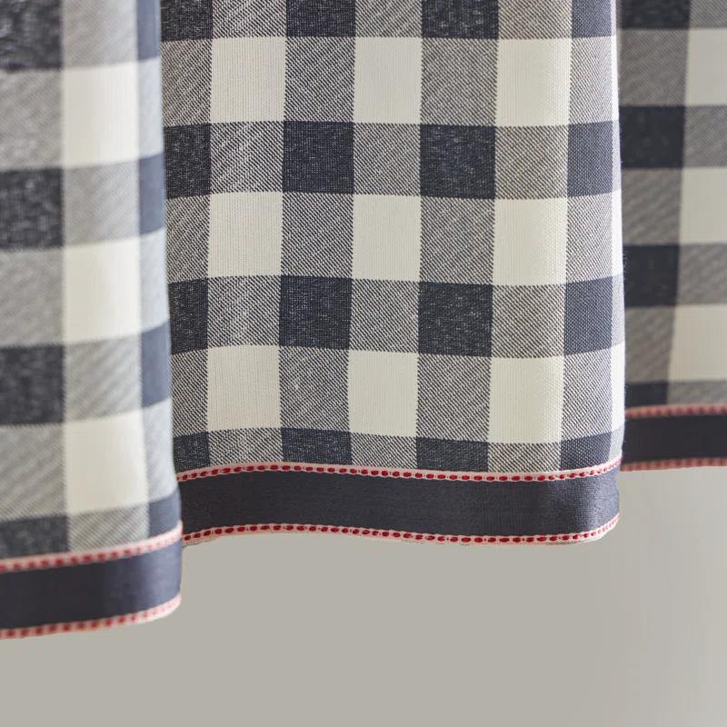 Chickens Light Filtering Rod Pocket Kitchen Curtain Valance and Tiers Set in Navy/White