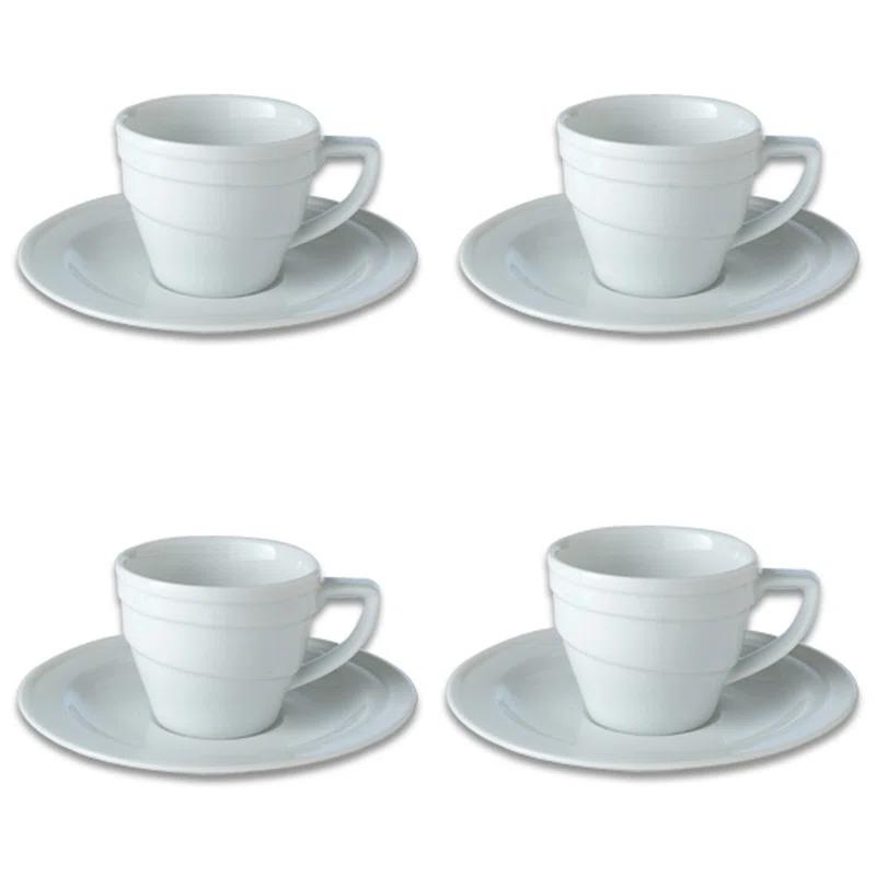 BergHOFF BergHOFF 4Pc Essentials Porcelain Espresso Cup 3.5 oz., and Saucers (Set of 4)