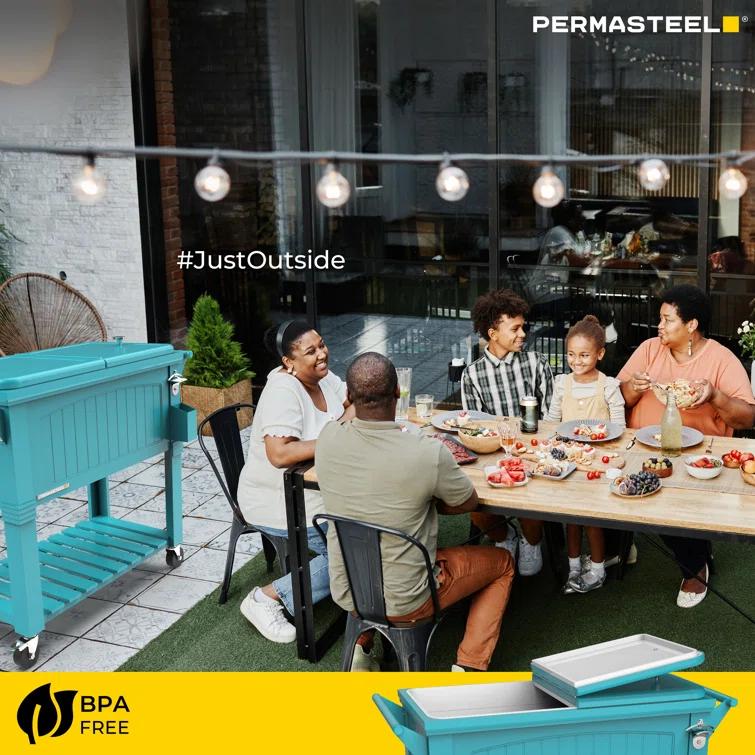 Permasteel 80 Qt. Furniture Style Rolling Patio Cooler