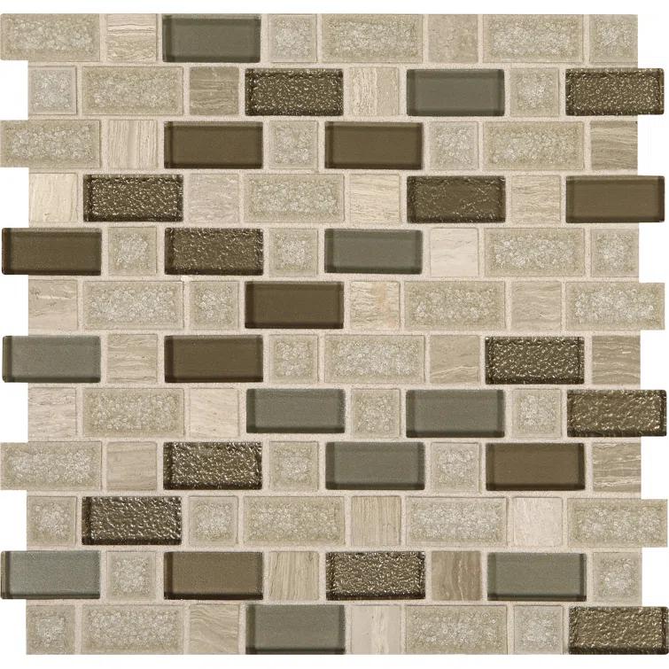 Itona Tile Itona Tile 12" x 12" Stone, Glass and Ceramic Brick-Joint Mosaic Tile (Set of10) (9.90 SQFT Per Carton)