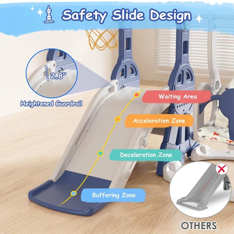 Suteck 4 in 1 Toddler Slide, Kids Slide with Climber and Swing Outdoor Indoor Slide Playset