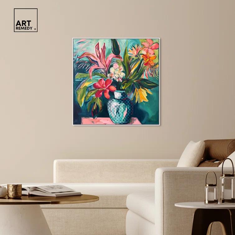Art Remedy Vase Of Tropical Flowers Framed Flowers In Vase Paintings 55511 | Wayfair
