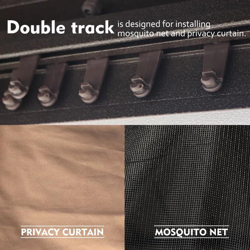 Kozyard Kozyard Caesar Gray Double Roof Hardtop Gazebo with Privacy Curtain and Mosquito Netting