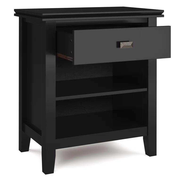 Simpli Home Artisan 24"W Solid Wood Nightstand with Drawer and Shelves & Reviews | Wayfair