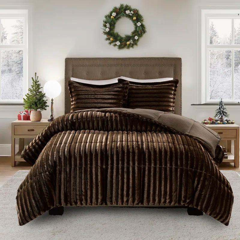 Madison Park Faux Fur 3 Piece Comforter Set