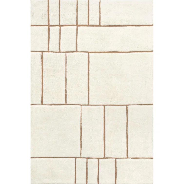 Ivy Bronx Brega Geometric New Zealand Wool Area Rug