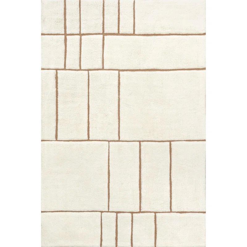 Ivy Bronx Brega Geometric New Zealand Wool Area Rug