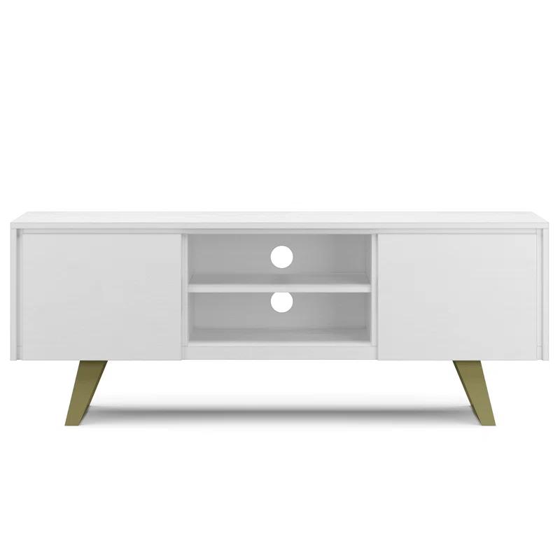 Simpli Home Lowry 63"W Solid Wood Modern Industrial TV Stand for TVs up to 70" with Storage