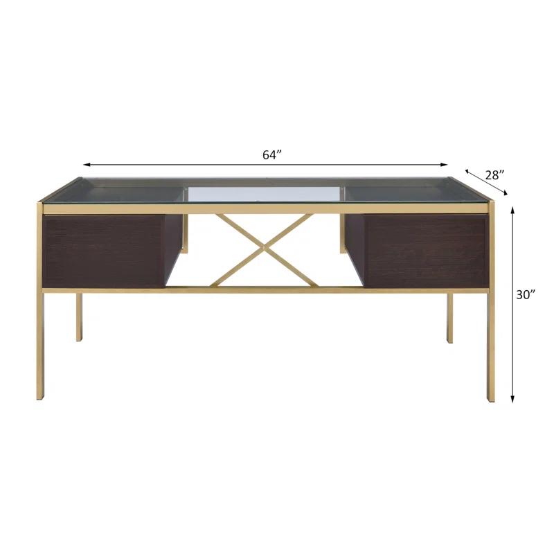 Everly Quinn Solid Wood Top Metal Base Writing Desk