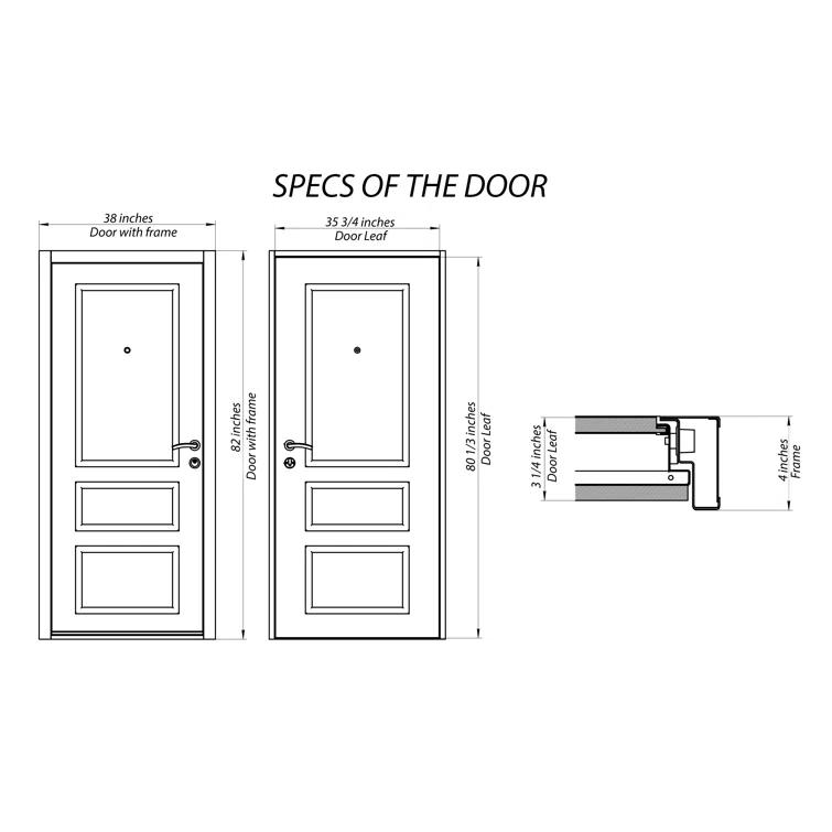 VDomDoors Deux Gray Exterior Metal Prehung Front Entry Doors