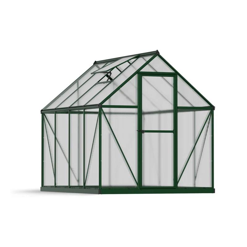 Canopia Palram - Canopia Mythos 6' W X 8' D Greenhouse Walk-In Hobby Twin Wall Polycarbonate Aluminum Frame Greenhouse Kit With Roof Vent - Green