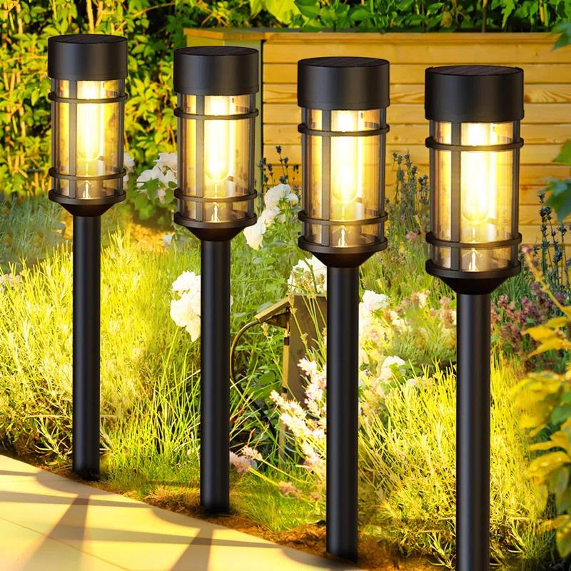 Zeki Shoggy 8 Pack Solar Pathway Lights Outdoor, Waterproof Solar Lights Outdoor With Metal & Glass Design - Auto On/Off, Long-Lasting, Landscape Lighting For Garden, Yard, Lawn, Driveway, Walkway