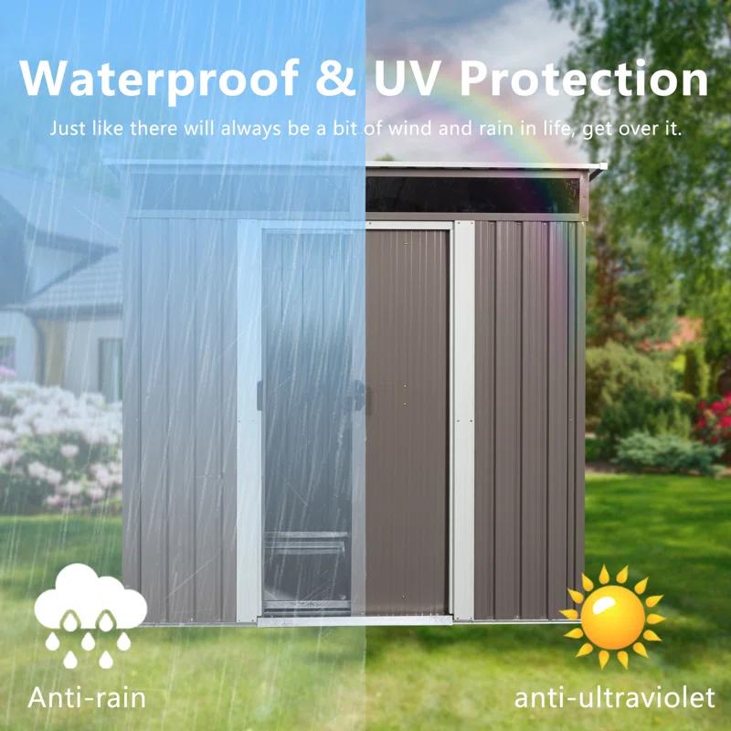 HomeViewto 6Ft X 5Ft Outdoor Metal Storage Shed With Window Transparent Plate