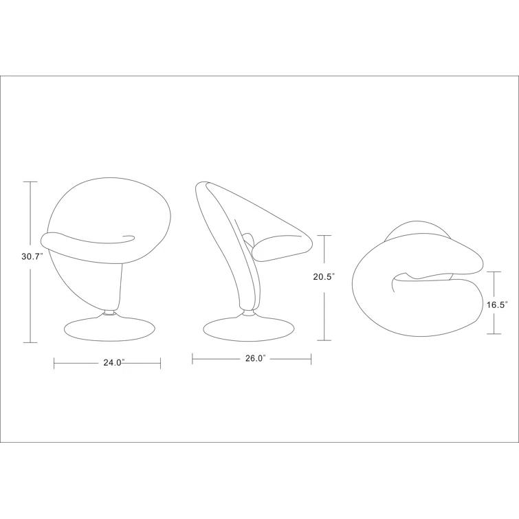 Manhattan Comfort Curl Wool Upholstered Swivel Accent Chair in Purple (Set of 2)