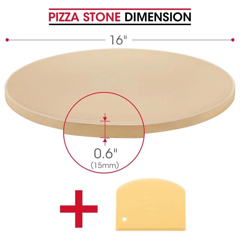 LIFETIME FLOORING LLC Pizza Stone Round 16 Inch For Grill And Oven, Large Cordierite Baking Stone For Bread, Safe Circular Cooking Stone For Grill 16", Easy To Clean